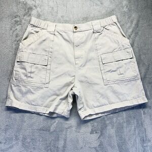 Croft & Barrow Side Elastic Cargo Shorts Mens 40 Cream 6" Inseam Utility Pockets